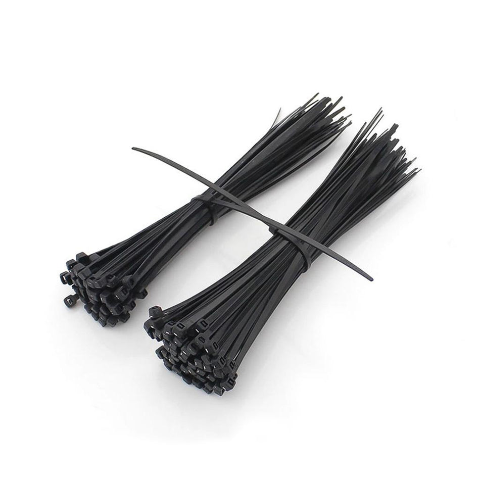 100pcs Self-locking Nylon Cable Tie Plastic Cord Zip Wire Kit 3x200mm Black