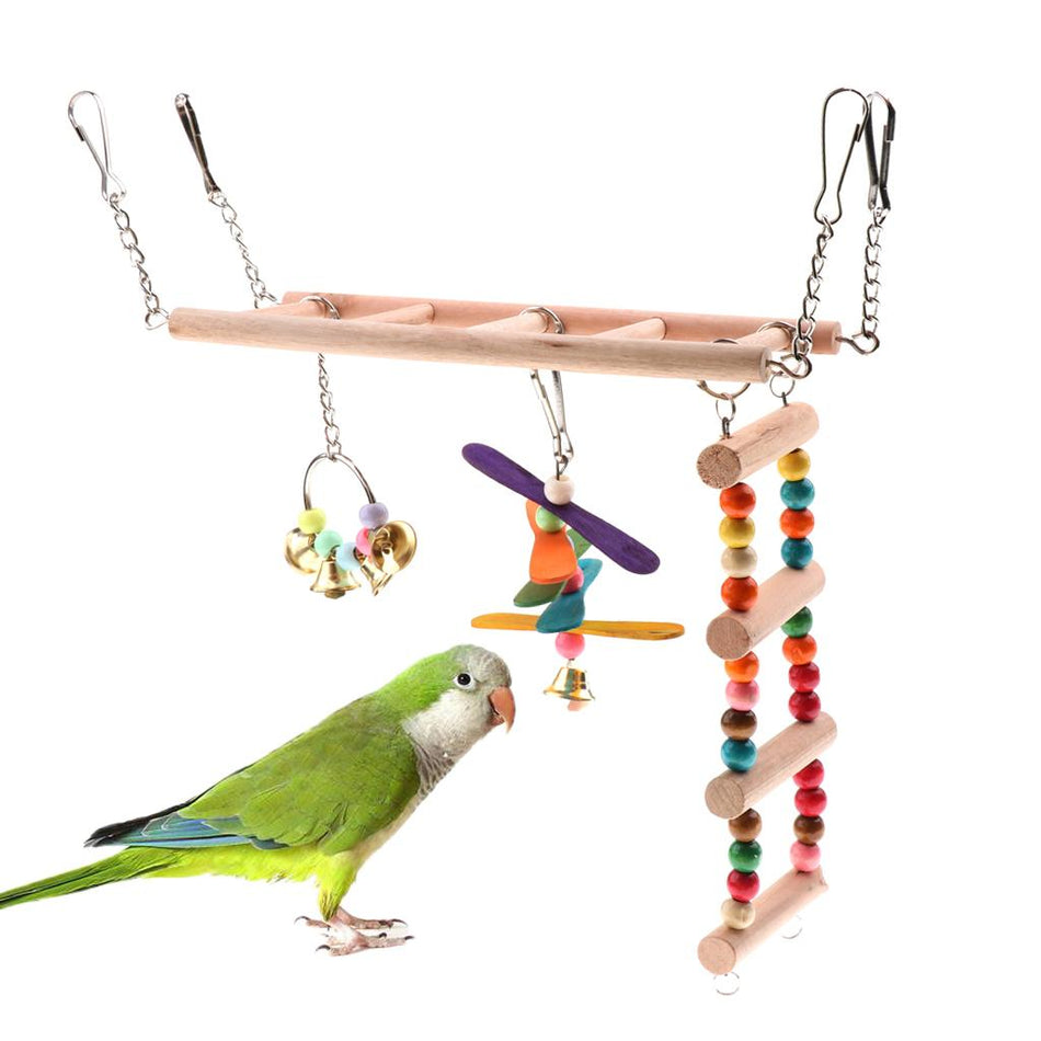 Trendy Retail 1Pc Wooden Hanging Suspension Bridge Climbing Ladder Stand Swing Bridge Cage Toys for Mouse Parrot Bird Hamster Chinchilla Rat Gerbil