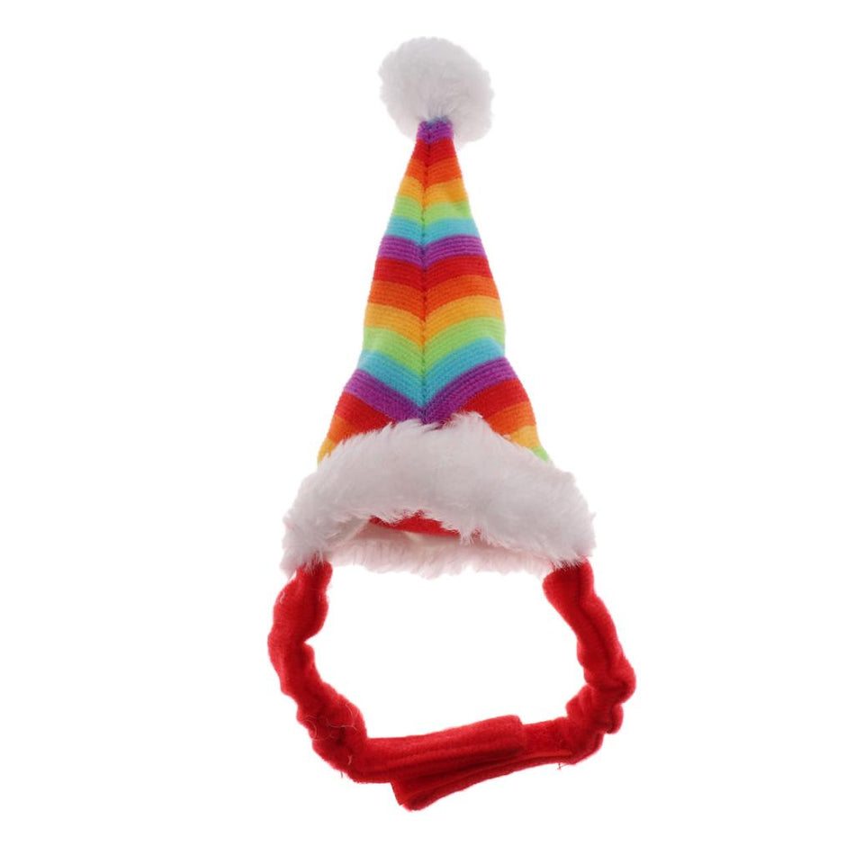Trendy Retail Christmas Bunny Santa Rainbow Hat Outward Cotton Cap for Little Pet Festival