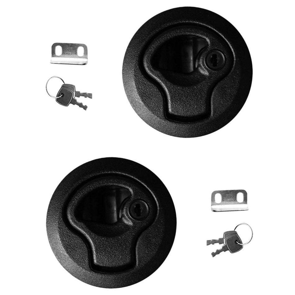 Shanvis 2 Pieces/ Set Round 2''/50mm Flush Pull Slam Latch with Keys for Boat Deck Hatch 1/4'' Door - Locking Style