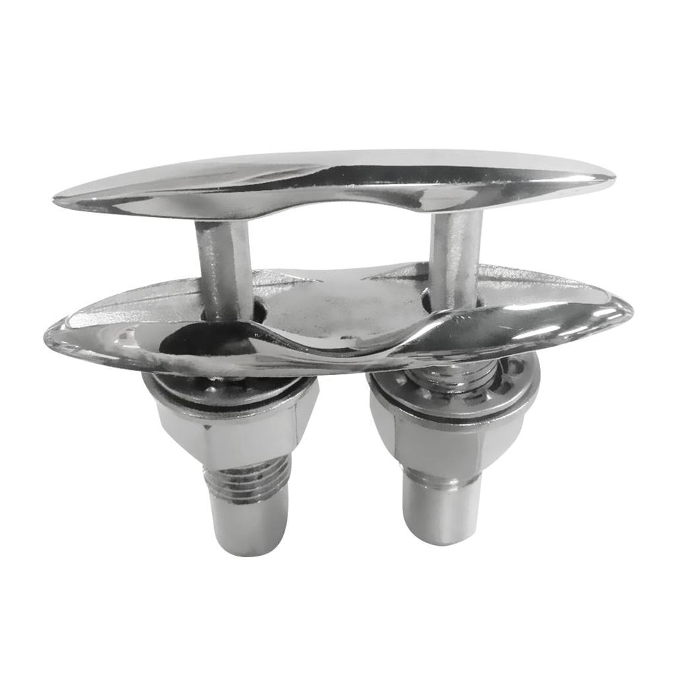 Shanvis 5 inch / 125mm 316 Stainless Steel Flush Mount Pop Up / Pull Up / Retractable Cleat for Dock Boat Marine