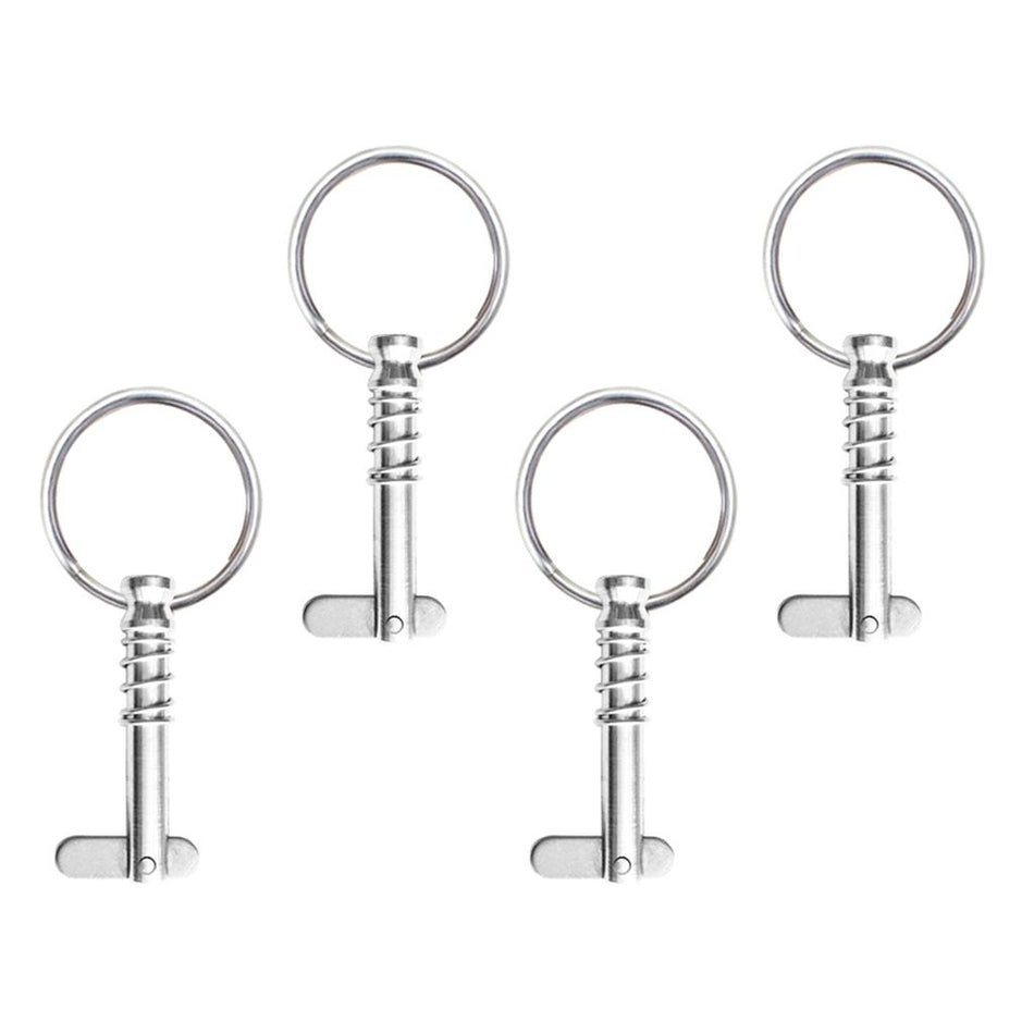 Shanvis 4 Pieces Boat Bimini Top Fitting Hardware Spring Loaded Quick Release Pins 1/4 Stainless Steel with Pull Ring"