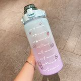 Stickers Water Bottle With Straw 2000ml Cute Portable Scale Bottle