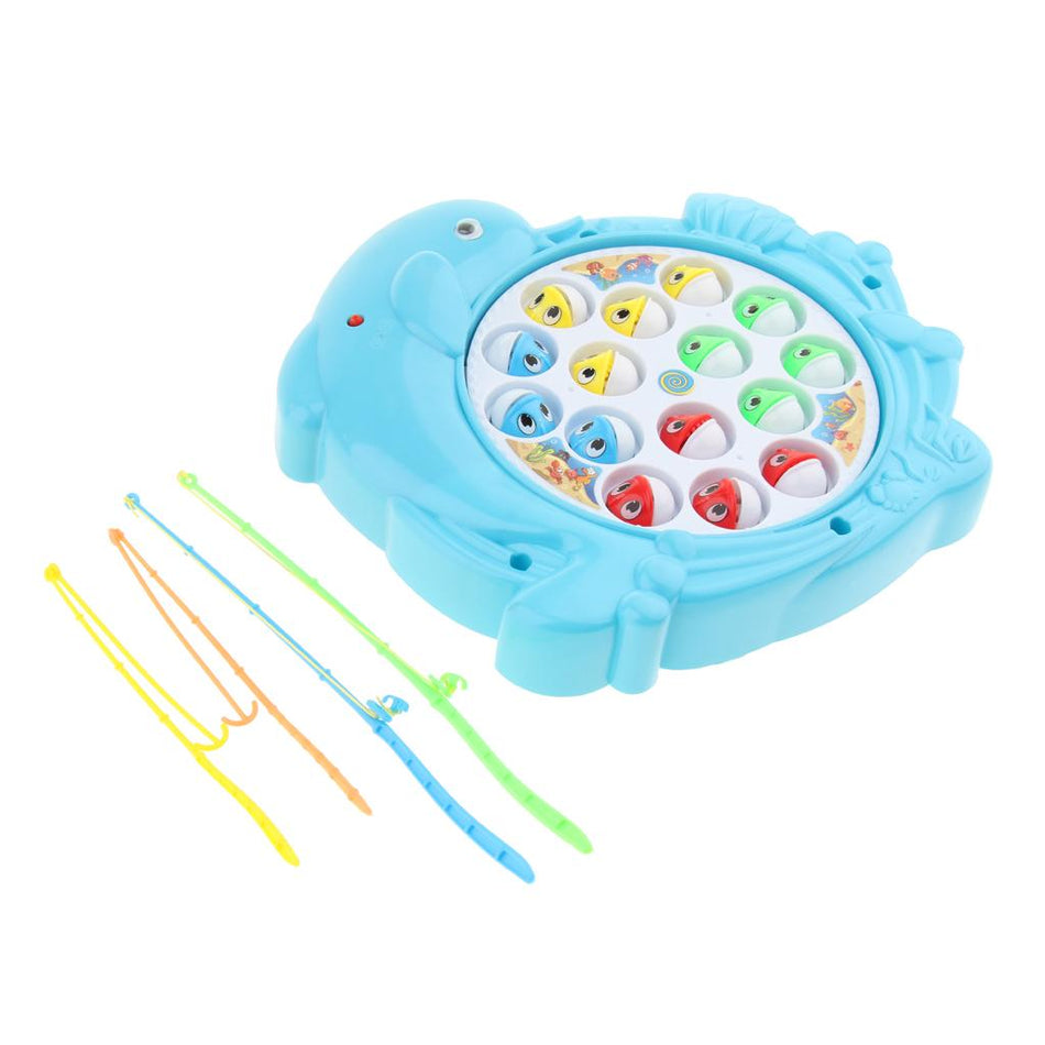 Kids Electric Pretend Role Play Musical Fishing Toy with 15 Fishes Dolphin(Color Random)