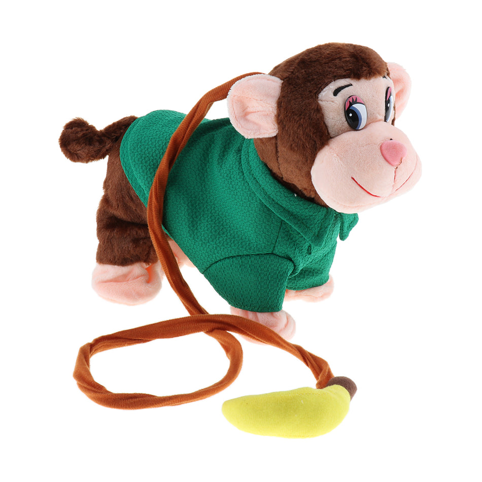 Electric Leash Pets Walk Along Toy Stuffed Plush Monkey for Toddlers Kids, Realistic Dancing & Walking Actions with Music #C