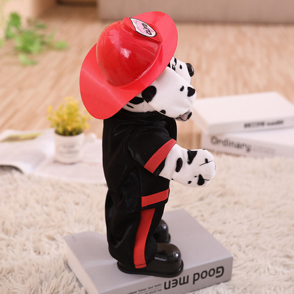 Interactive Dancing Firefighter Puppy Plush Stuffed Animal Electronic Pets Figure Model Toy Home Desk Decor Ornament