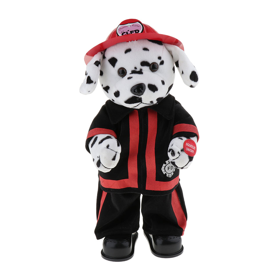 Interactive Dancing Firefighter Puppy Plush Stuffed Animal Electronic Pets Figure Model Toy Home Desk Decor Ornament