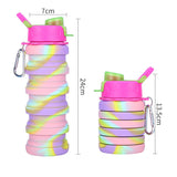 Foldable Water Bottle Leakproof Fold Silicone Cute Water Bottles Kids Cup with Straw