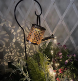 Enchanted Watering Can Outdoor Solar Watering Can Ornament Lamp Garden Art Light Decoration Hollow-out Iron Shower LED Lights