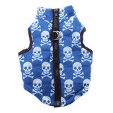 Trendy Retail Pet Dog Skull Pattern Charms Cotton-Padded Vest Clothes Coat Apparel Outfit Pet Winter Clothing Supplies Size M Blue