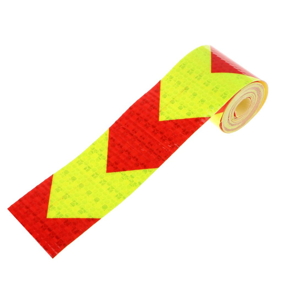 Reflective Warning Conspicuity Tape Arrow Pattern Sticker -Red with Yellow