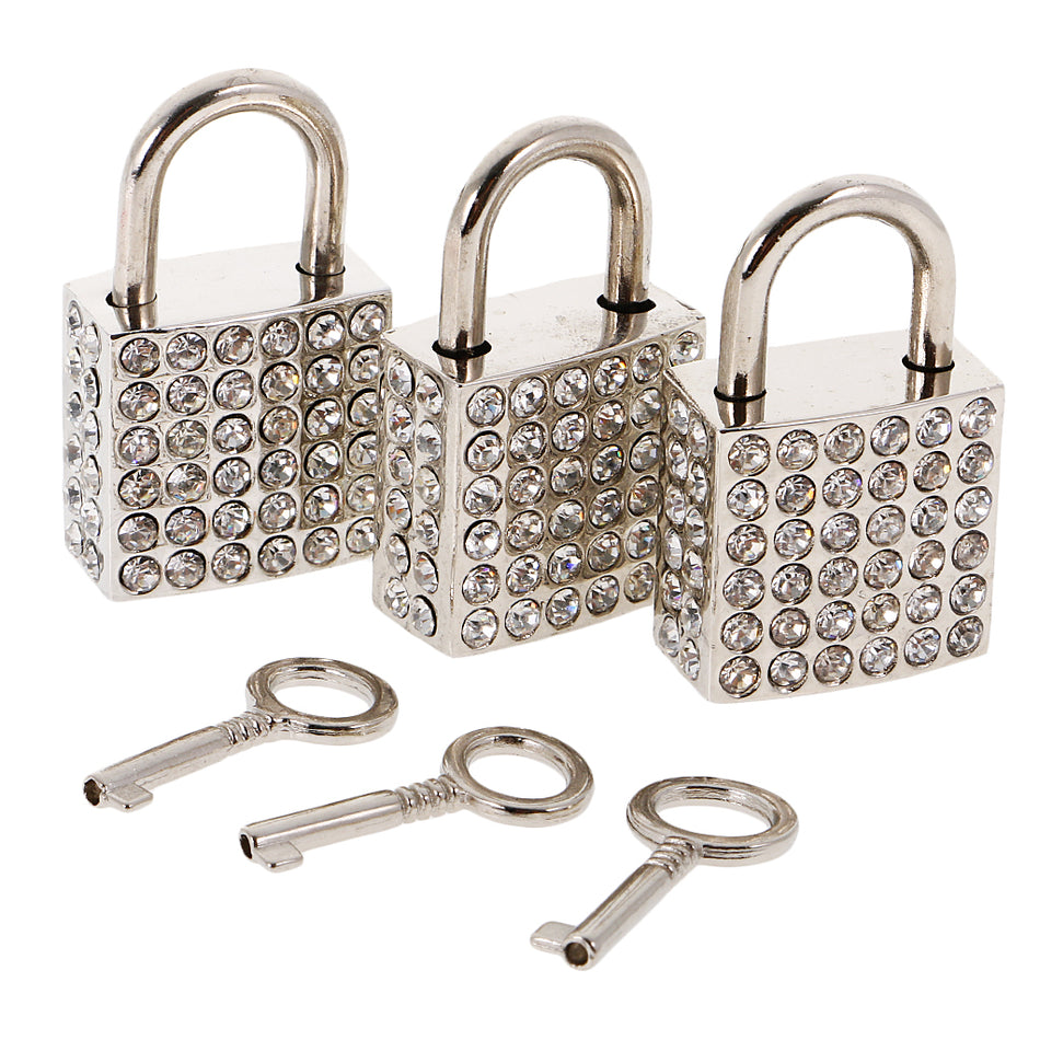 Set Of 3PCS Vintage Square Shape Padlock With Key Backpack Travel Gym Supplies Travel Accessory Silver