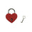 Vintage Antique Style Small Padlock Heart Shaped With Keys -Red